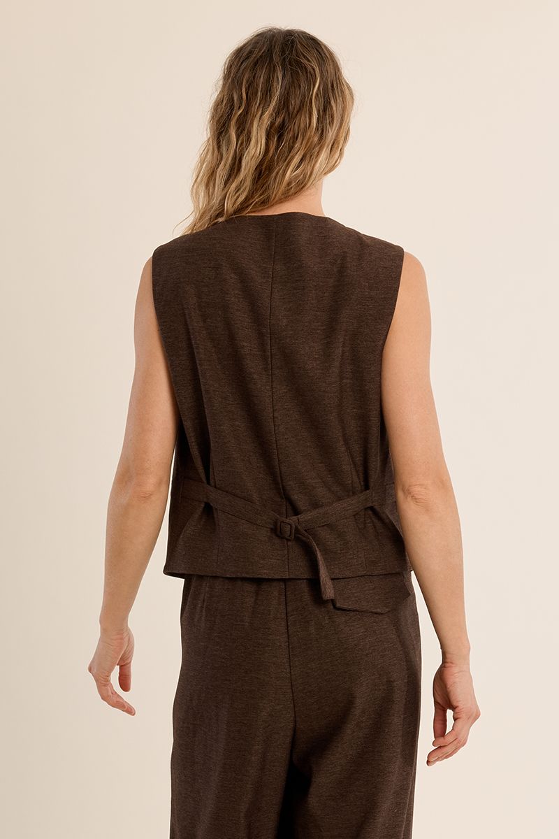 Veston sans manches à boutons Chocolat Molly Bracken – vue 5